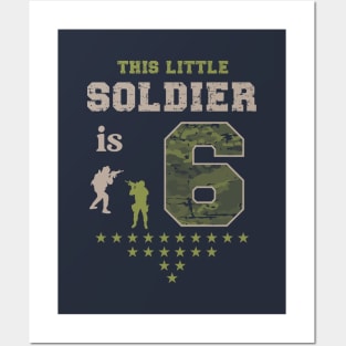 Kids 6 Year Old Soldier Birthday Gift Military T Shirt Posters and Art